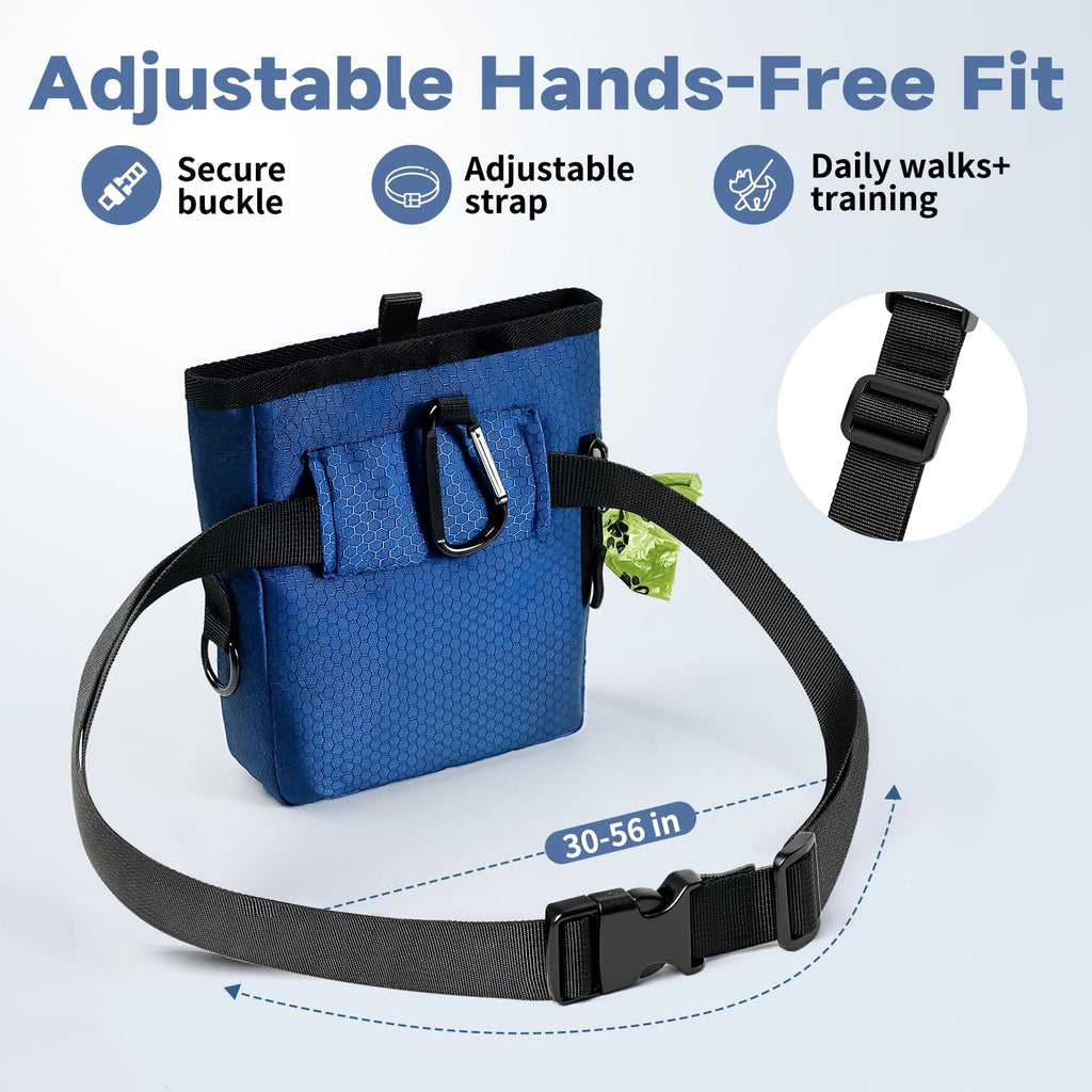 Green Dog Treat Pouch and Service Dog in Training Vest Kit, One-Hand Magnetic Treat Bag with Silicone Liner for Medium Dogs,Reflective No Pull Harness with Handle, 6 Patches and Metal Buckles
