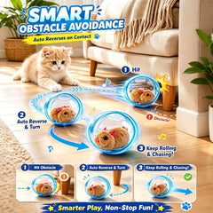 Self-Rolling Interactive Cat Ball with Plush Animal Toy