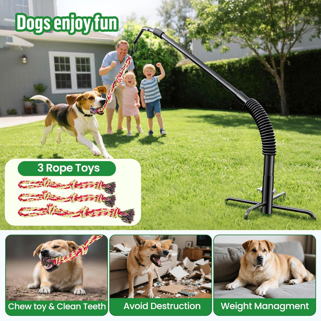 DESELL Outdoor Tether Tug Dog Rope Toy Interactive Tug of War Toy for Large Medium Small Dogs