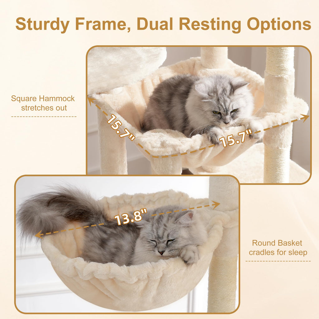 Heybly Cat Tree, 76-Inch Tall Heavy Duty Cat Tower for Big Cats