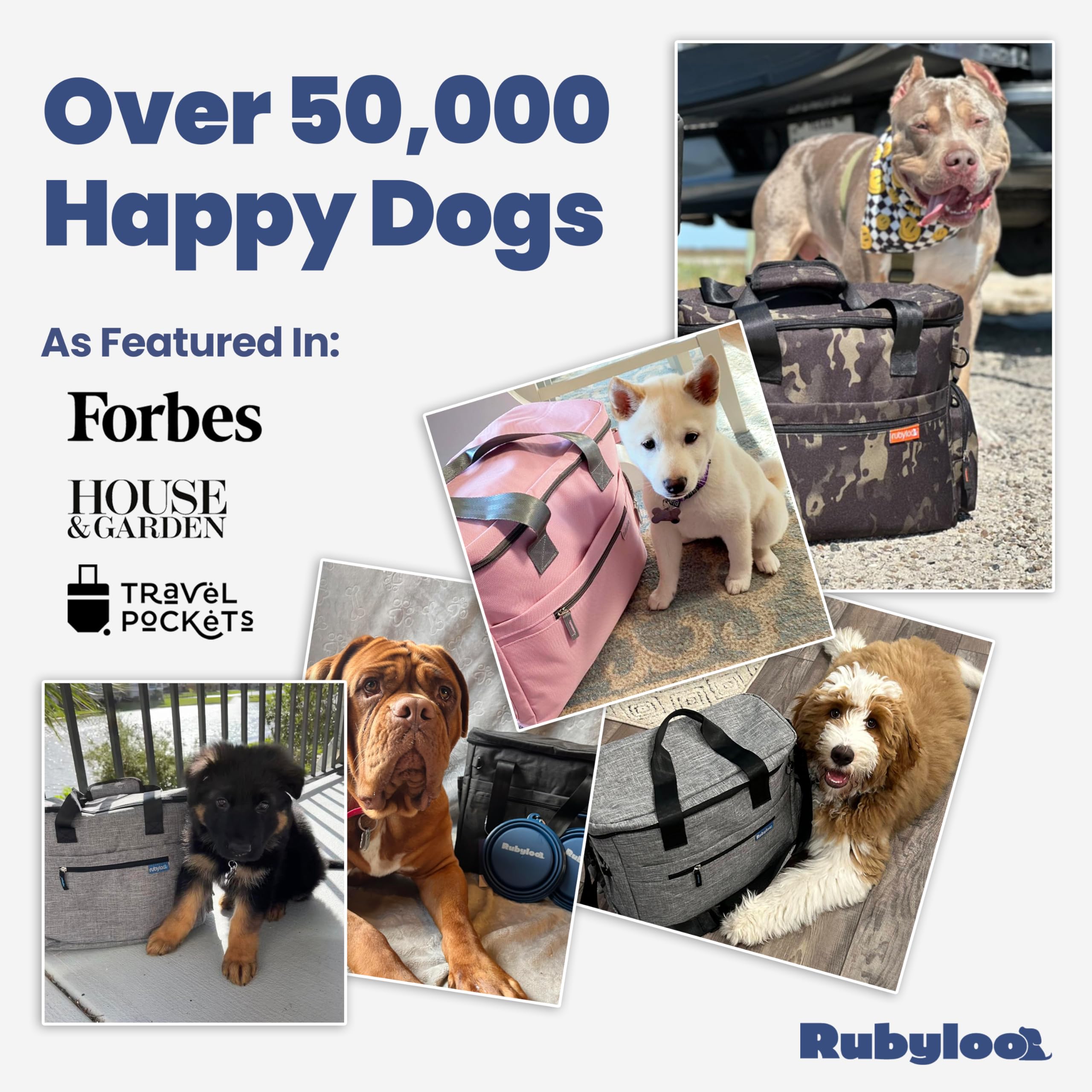Rubyloo Pet Feeder Dog Bowl - The Original Doggy Bag™ - Ultimate Gift for Dog Owners - Includes 2 BPA-Free Travel Bowls and 2 Food Containers - Pet Travel Kit for Road Trips, Camping, RV