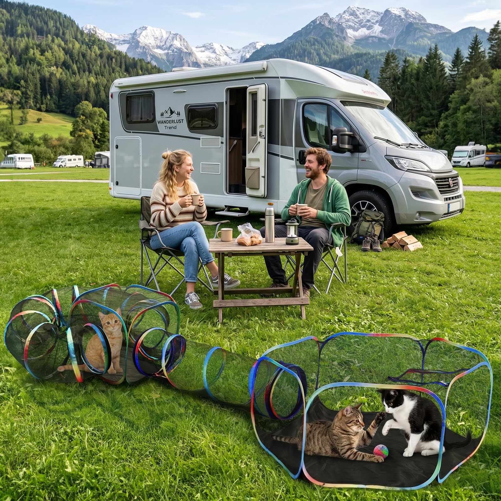TOYSBOOM Outdoor Cat Enclosure - Portable Cat Playpen with Tent, Cube & Tunnel, Collapsible Catio for Cat Run Outside, Pop up Enclosed Play Pen Playground for Indoor Cats, Kitty & Small Animals