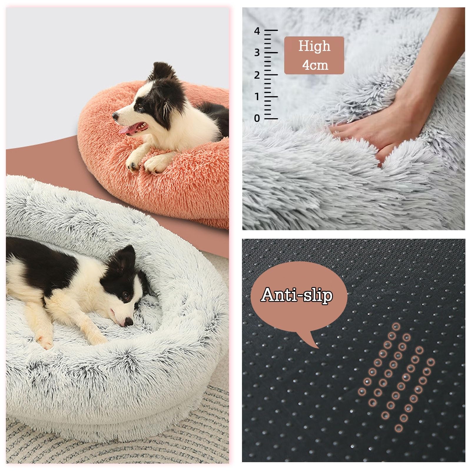 CUIYMXSC Fluffy Dog Bed, Cat Beds for Indoor Cats, Bedding & Furniture for Dogs Cat Beds for Indoor Cats Clearance Dog Beds Indoor Dog Calming Beds (Beige L)