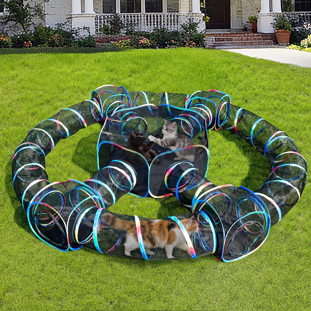 TOYSBOOM Outdoor Cat Enclosure - Portable Cat Playpen with Tent, Cube & Tunnel, Collapsible Catio for Cat Run Outside, Pop up Enclosed Play Pen Playground for Indoor Cats, Kitty & Small Animals